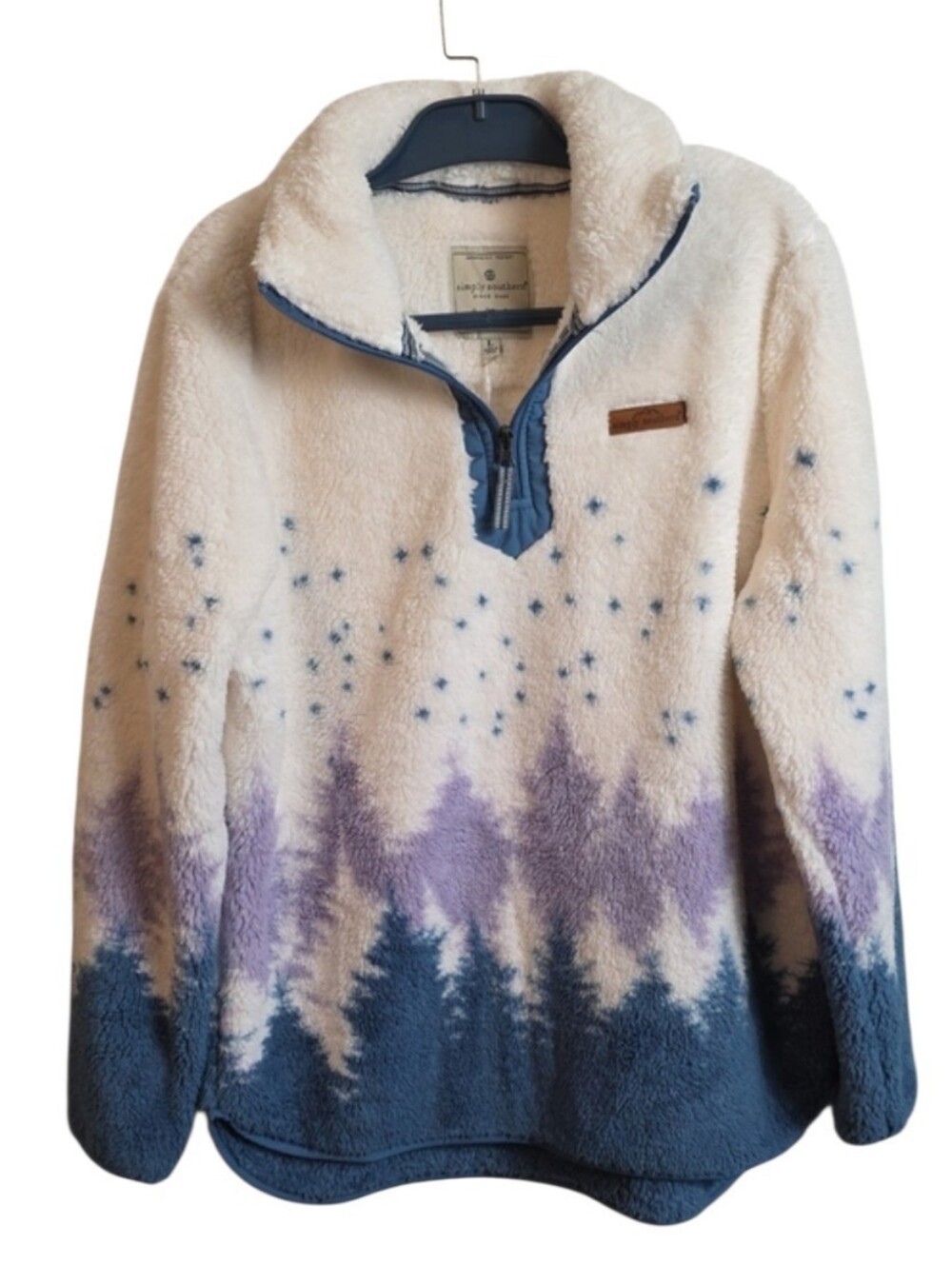 Simply Southern Sherpa Pullover Large Forest Print Quarter Zip Fleece NWT - Picture 4 of 13